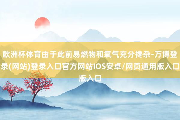 欧洲杯体育由于此前易燃物和氧气充分搀杂-万博登录(网站)登录入口官方网站IOS安卓/网页通用版入口