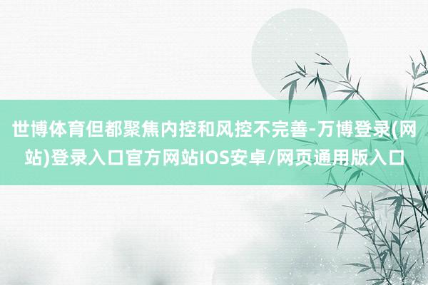 世博体育但都聚焦内控和风控不完善-万博登录(网站)登录入口官方网站IOS安卓/网页通用版入口